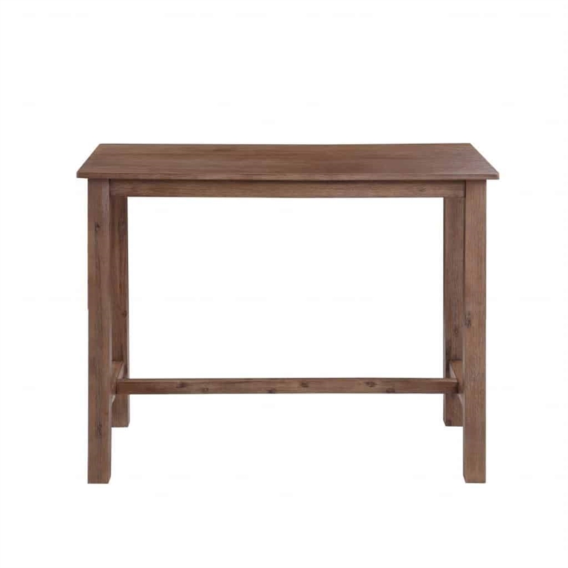Pemberly Row Contemporary Acacia Wood Pub Table in Barnwood Wire Brush