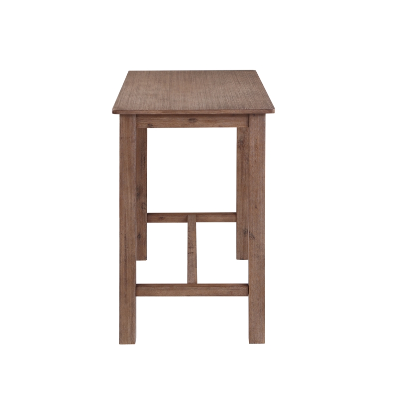 Pemberly Row Contemporary Acacia Wood Pub Table in Barnwood Wire Brush