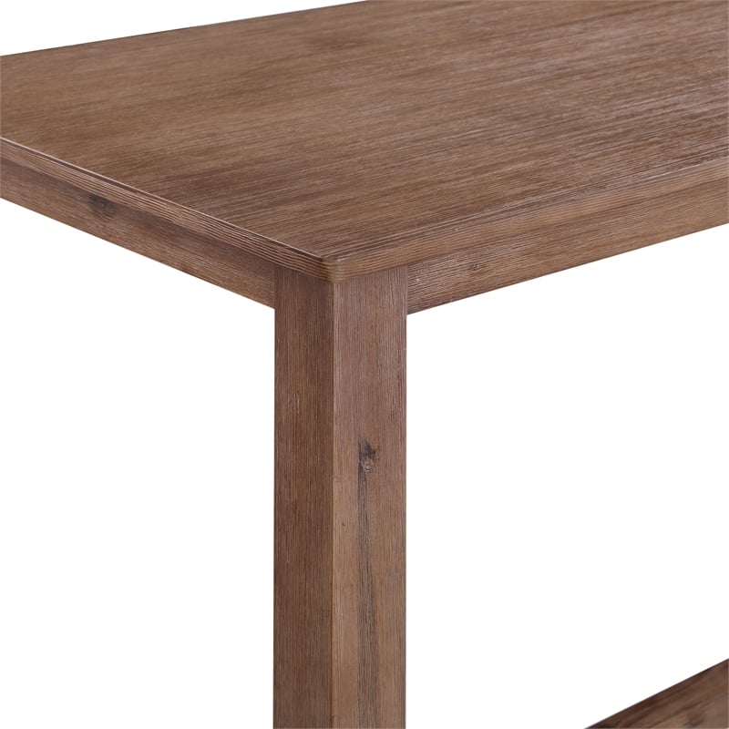 Pemberly Row Contemporary Acacia Wood Pub Table in Barnwood Wire Brush