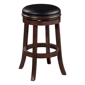 Pemberly Row Rubberwood Backless Swivel Bar Stool in Cappuccino