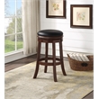 Pemberly Row Rubberwood Backless Swivel Bar Stool in Cappuccino