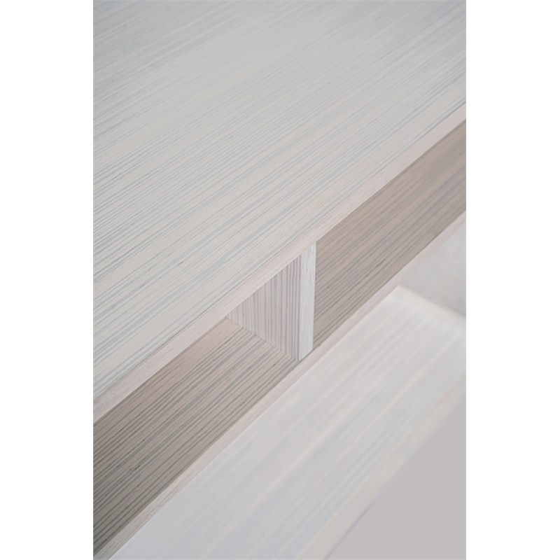 Pemberly Row Contemporary Zebrano Veneer Console Table in Whitewash
