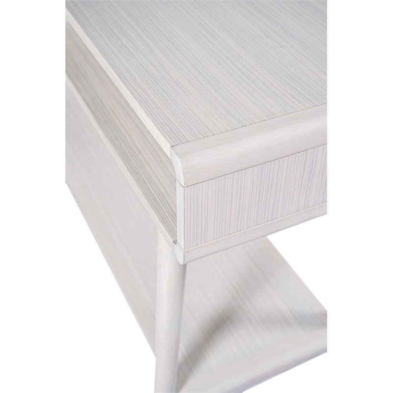 Pemberly Row Contemporary Zebrano Veneer Console Table in Whitewash