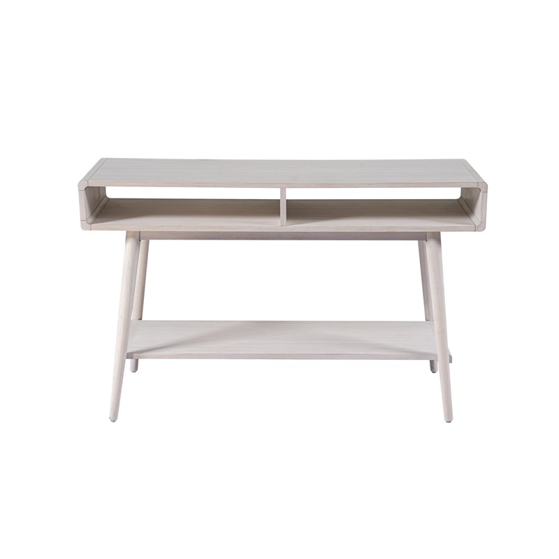Pemberly Row Contemporary Zebrano Veneer Console Table in Whitewash