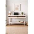 Pemberly Row Contemporary Zebrano Veneer Console Table in Whitewash