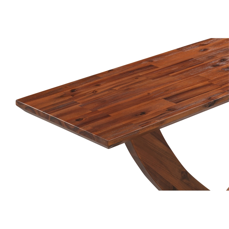 Pemberly Row Solid Acacia Wood Console Table in Chestnut Wire Brush