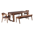 Pemberly Row 5 Piece Rubberwood Drop Leaf Dining Set in Chestnut Wire Brush