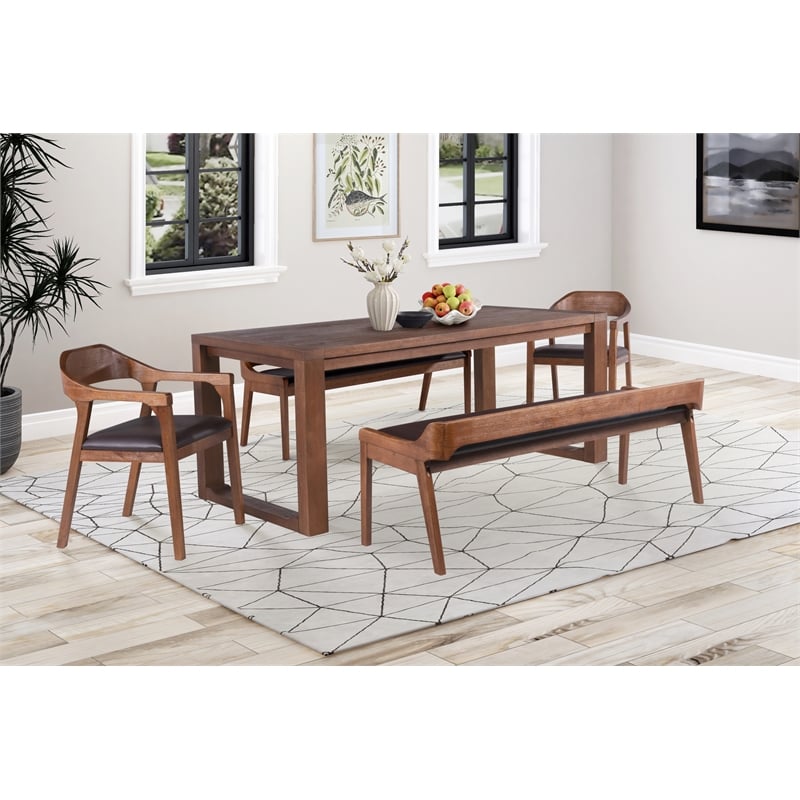 Pemberly Row 5 Piece Rubberwood Drop Leaf Dining Set in Chestnut Wire Brush
