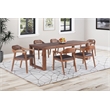 Pemberly Row 7 Piece Rubberwood Drop Leaf Dining Set in Chestnut Wire Brush