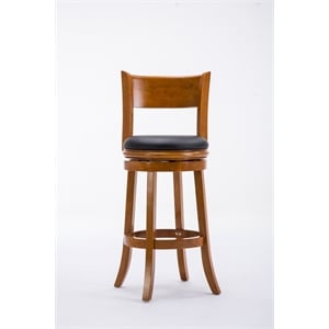 Pemberly Row Solid Hardwood Swivel Bar Stool in Fruitwood Brown