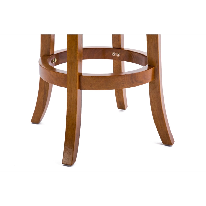 Pemberly Row Solid Hardwood Swivel Bar Stool in Fruitwood Brown