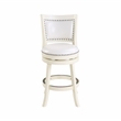 Pemberly Row Hardwood Swivel Counter Stool with Brass Nailheads in Buttermilk
