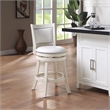 Pemberly Row Hardwood Swivel Counter Stool with Brass Nailheads in Buttermilk