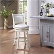Pemberly Row Hardwood Swivel Counter Stool with Brass Nailheads in Buttermilk