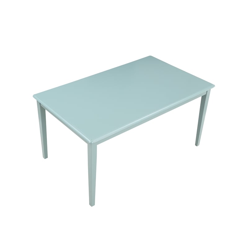 Pemberly Row Rubberwood Rectangular Dining Table in Aspen Valley Light Blue