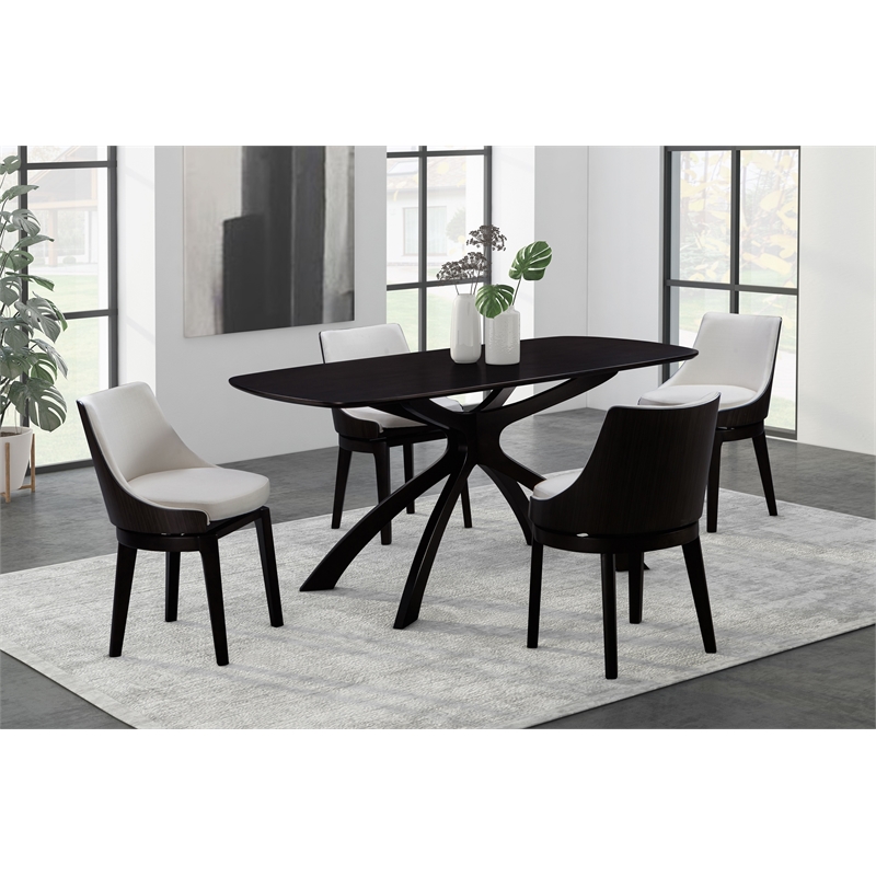 Pemberly Row Wood Swivel Low Back Side Chairs (Set of 2) in Matte Black
