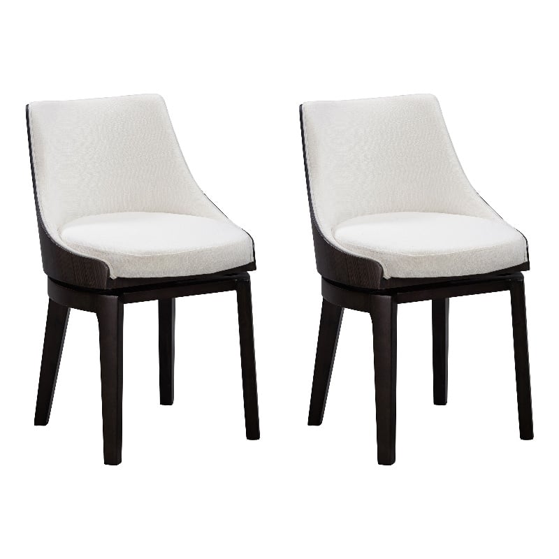 Pemberly Row Wood Swivel Low Back Side Chairs (Set of 2) in Matte Black