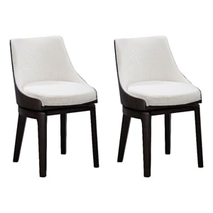 Pemberly Row Wood Swivel Low Back Side Chairs (Set of 2) in Matte Black