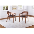 Pemberly Row Rubberwood Dining Armchairs Set of 2 in Chestnut Wire-Brush Finish