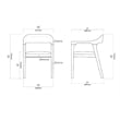 Pemberly Row Rubberwood Dining Armchairs Set of 2 in Chestnut Wire-Brush Finish