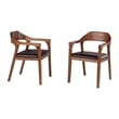 Pemberly Row Rubberwood Dining Armchairs Set of 2 in Chestnut Wire-Brush Finish