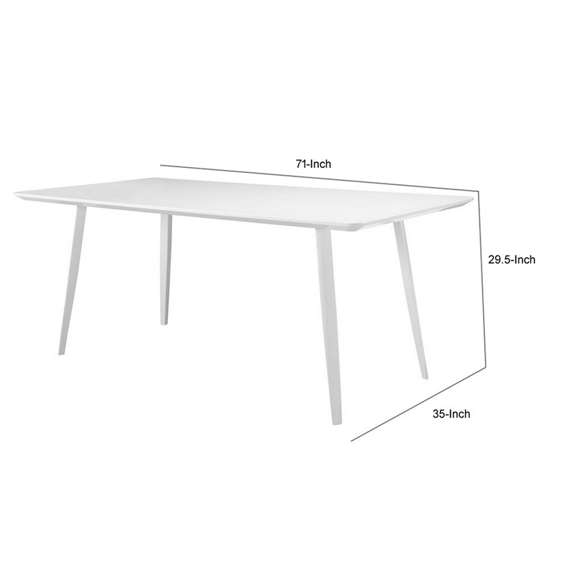 Pemberly Row 71 Inch 6 Seater Rectangular Dining Table in White Lacquer