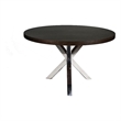 Pemberly Row 47 Inch Round Dining Table with X-Cross Brushed Steel in Dark Brown