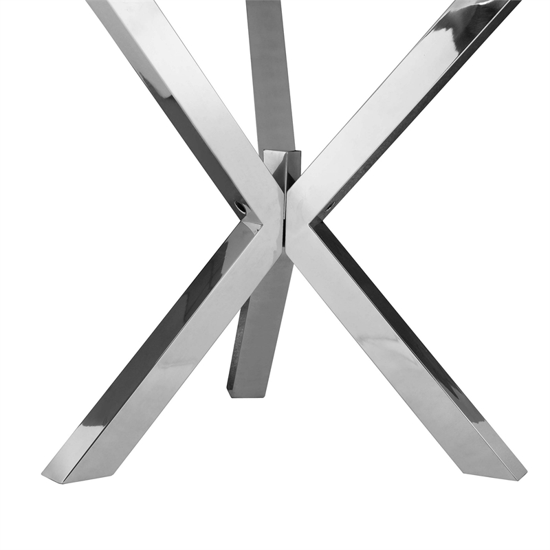Pemberly Row 47 Inch Round Dining Table with X-Cross Steel in White