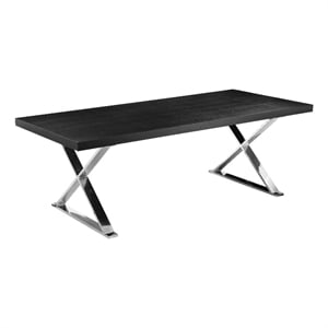 Pemberly Row 87 Inch Dining Table with X Chrome Steel Legs in Black