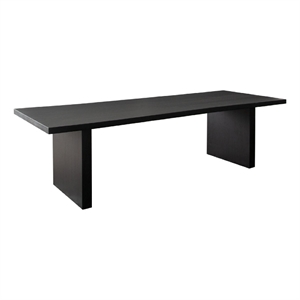 Pemberly Row 80 Inch Mango Wood Dining Table with Wide Panel Legs in Black