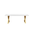 Pemberly Row 87 Inch Dining Table with Gold Finished Metal Base in White