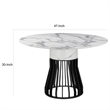 Pemberly Row 47 Inch Round Dining Table with Faux Marble Top and Cage Base
