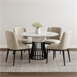 Pemberly Row 47 Inch Round Dining Table with Faux Marble Top and Cage Base
