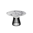 Pemberly Row 47 Inch Round Dining Table with Faux Marble Top and Cage Base