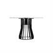 Pemberly Row 47 Inch Round Dining Table with Faux Marble Top and Cage Base