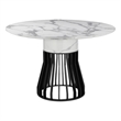 Pemberly Row 47 Inch Round Dining Table with Faux Marble Top and Cage Base