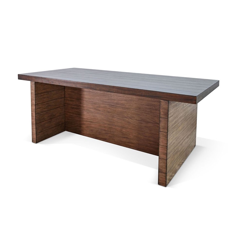 Pemberly Row 86 Inch Mahogany Dining Table with Block Base in Dark Brown