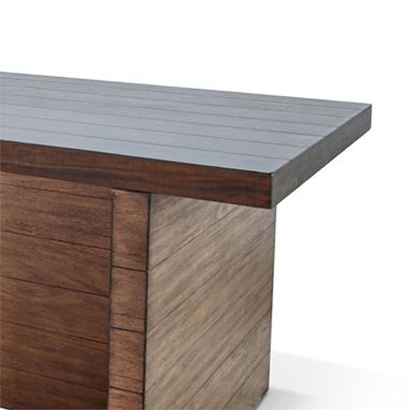 Pemberly Row 86 Inch Mahogany Dining Table with Block Base in Dark Brown