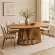 Pemberly Row 79 Inch Oval Teak Wood Dining Table with Pedestal Base