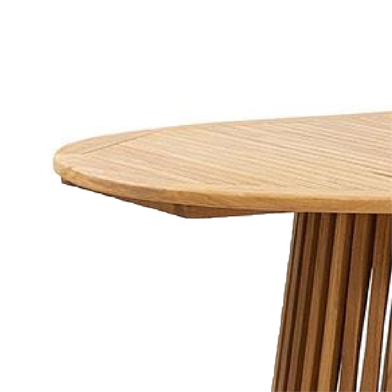 Pemberly Row 79 Inch Oval Teak Wood Dining Table with Pedestal Base