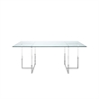 Pemberly Row 71 Inch Tempered Glass Rectangular Dining Table in Chrome