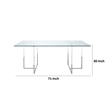 Pemberly Row 71 Inch Tempered Glass Rectangular Dining Table in Chrome