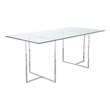 Pemberly Row 71 Inch Tempered Glass Rectangular Dining Table in Chrome