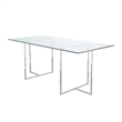 Pemberly Row 71 Inch Tempered Glass Rectangular Dining Table in Chrome