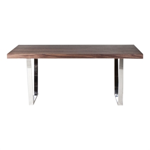 Pemberly Row 71 Inch Rectangular Dining Table with Metal Panel in Walnut Brown
