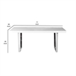 Pemberly Row 71 Inch Rectangular Dining Table with Metal Panel in White Lacquer