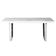 Pemberly Row 71 Inch Rectangular Dining Table with Metal Panel in White Lacquer