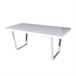 Pemberly Row 71 Inch Rectangular Dining Table with Metal Panel in White Lacquer