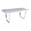 Pemberly Row 71 Inch Rectangular Dining Table with Metal Panel in White Lacquer
