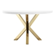 Pemberly Row 47 Inch Round Dining Table with White Lacquer Top and Gold Legs